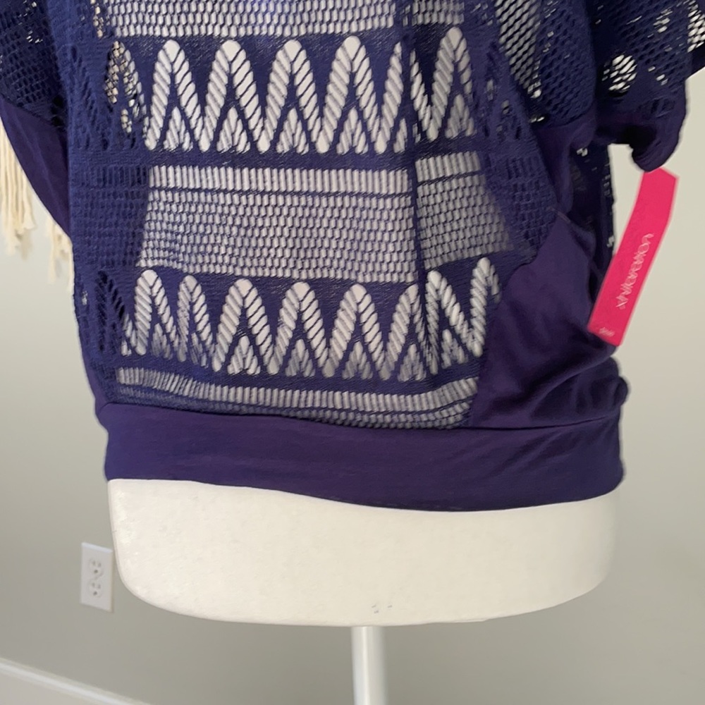 Navy bathing suit cover up top crochet - Picture 7 of 8